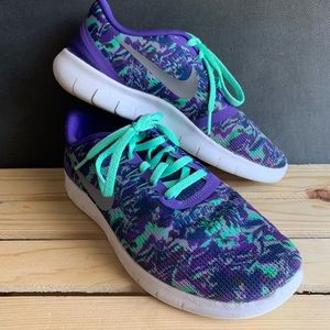 Nike Free RN Purple Lime Green Sneakers 6Y